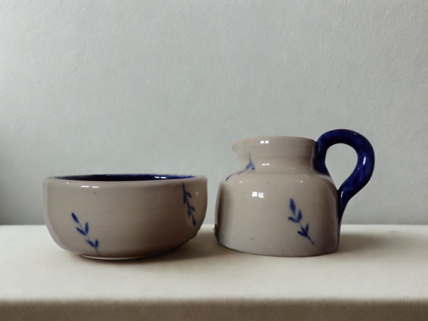 Handcrafted Ceramic Trickle Jar & Curd Bowl Set