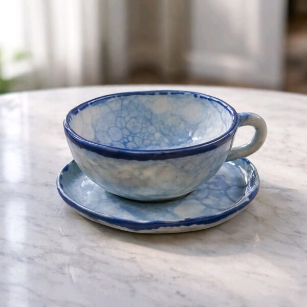 Blue Bubble tea cup and saucer