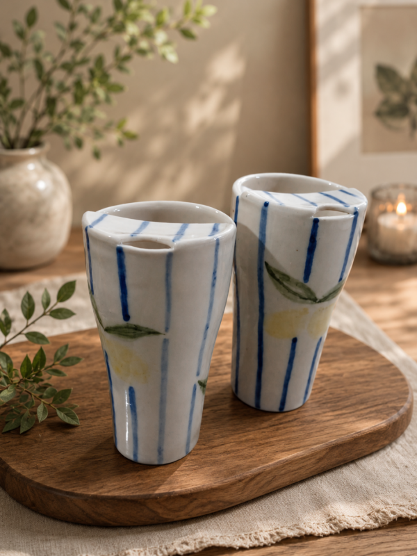Lemon themed to-go tumbler